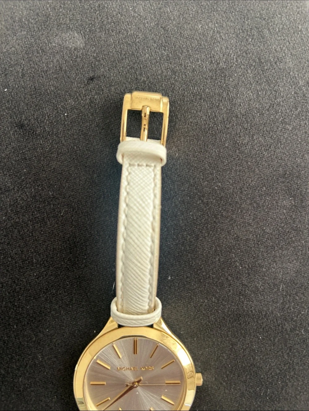 Michael Kors Gold-Tone Case Cream Leather Strap Women's Watch